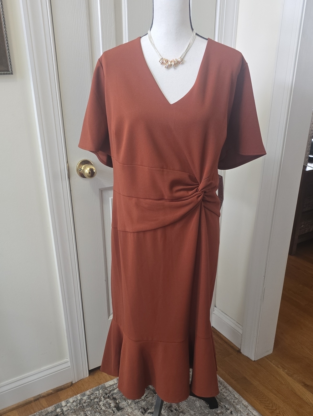 LONDON STYLE COLLECTION BRAND WOMEN'S PLUS SIZE BURNT ORANGE DRESS SIZE 22W